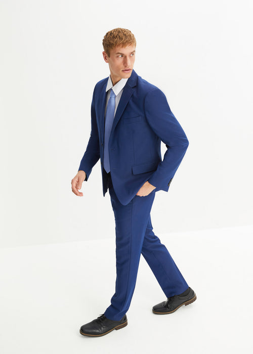 Moška obleka v klasičnem kroju: suknjič, hlače in kravata
