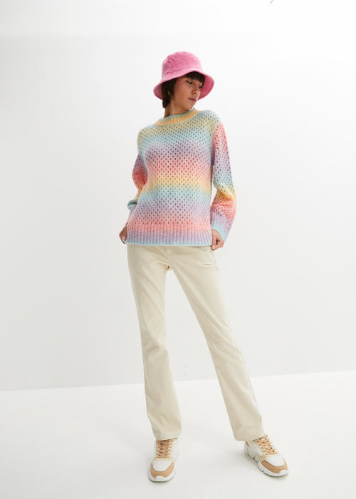 Pleten pulover s prelivajočim efektom