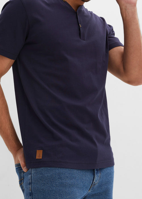 Majica z okroglim ovratnim izrezom z gumbki in kratkimi rokavi (2 kosa)