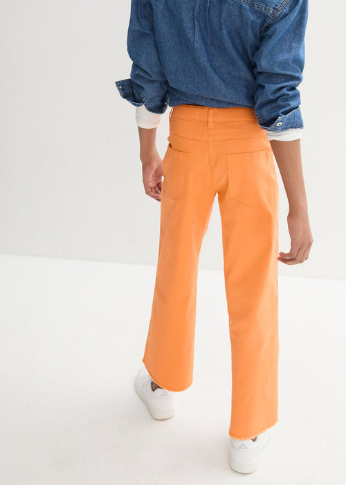 Dekliške hlače iz kepra s širokimi hlačnicami