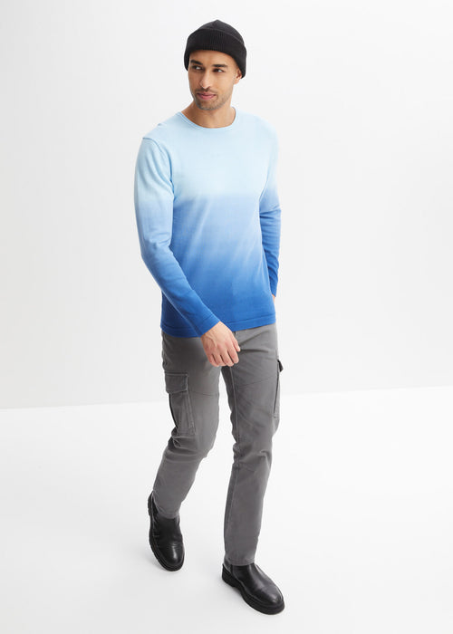 Fino pleten pulover z barvnim prelivom